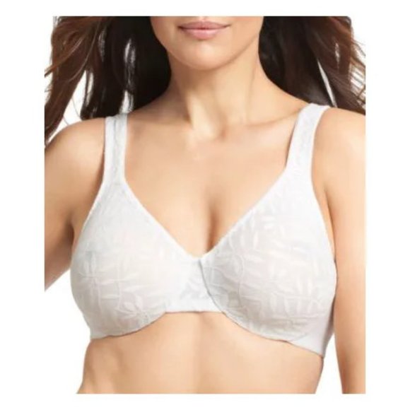Olga Other - Olga Ladies White Sheer Leaves Minimizer Bra - 36D